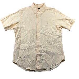 Ralph Lauren‎ Mens Sz L Classic Fit Short Sleeve Button Down Shirt Yellow classy